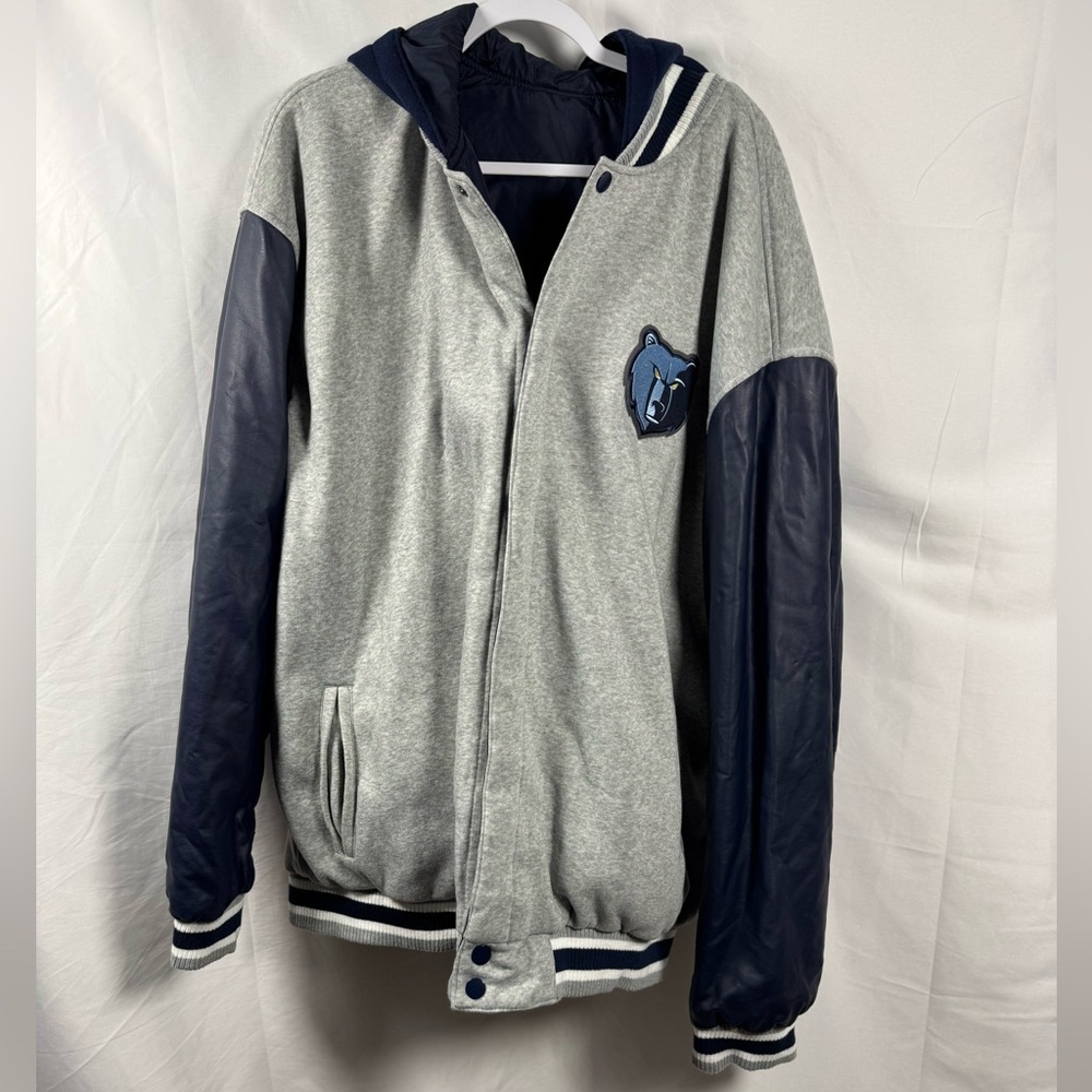 NBA Memphis Grizzlies Reversible Fleece Jacket With Hood JHD 2 Front Logos 4XL